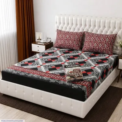 3 Pcs Cotton Salonica Printed Double Bedsheet