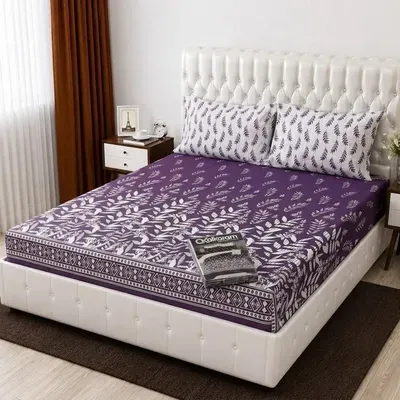 3 Pcs Cotton Salonica Printed Double Bedsheet