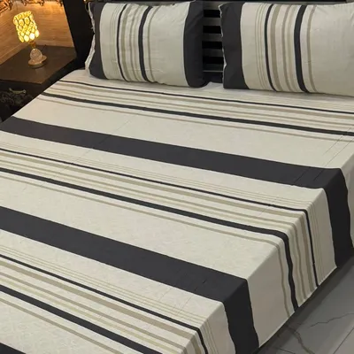 3 Pcs Cotton Printed Double Bedsheet thumbnail 2