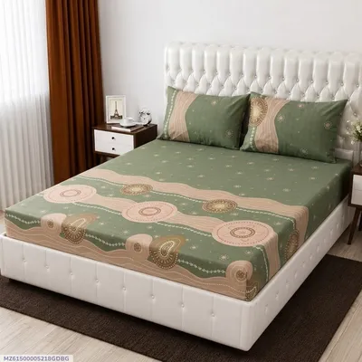 3 Pcs Cotton Printed Double Bedsheet