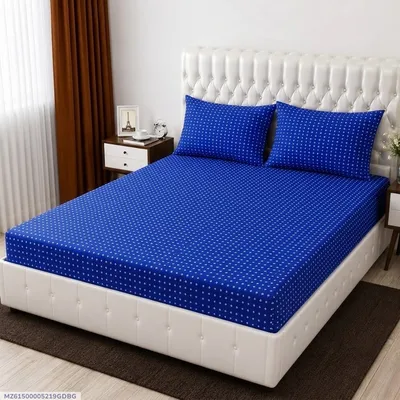 3 Pcs Cotton Printed Double Bedsheet thumbnail 1