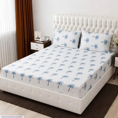 3 Pcs Cotton Printed Double Bedsheet thumbnail 1