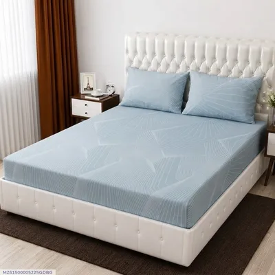 3 Pcs Cotton Printed Double Bedsheet
