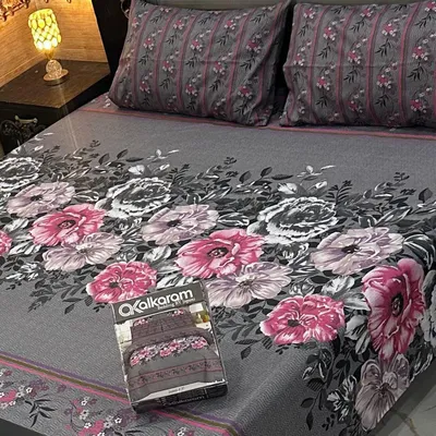 3 Pcs Cotton Salonica Printed Double Bedsheet thumbnail 2