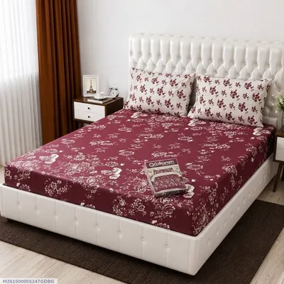 3 Pcs Cotton Salonica Printed Double Bedsheet