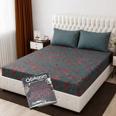3 Pcs Cotton Salonica Printed Double Bedsheet thumbnail 2