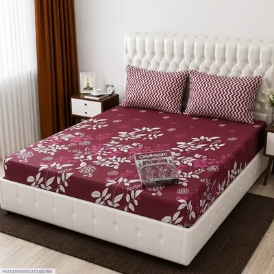 3 Pcs Cotton Salonica Printed Double Bedsheet