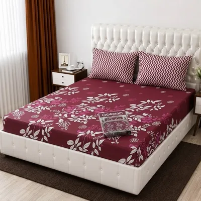 3 Pcs Cotton Salonica Printed Double Bedsheet thumbnail 2