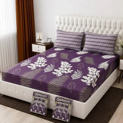 3 Pcs Cotton Salonica Printed Double Bedsheet thumbnail 2