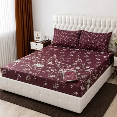 3 Pcs Cotton Salonica Printed Double Bedsheet thumbnail 2