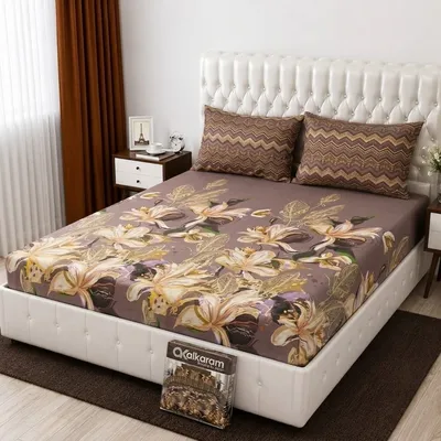 3 Pcs Cotton Salonica Printed Double Bedsheet thumbnail 2
