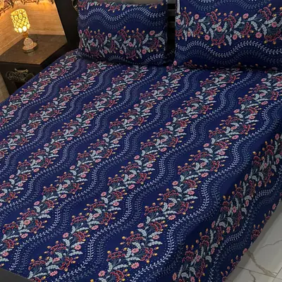 3 Pcs Cotton Sotton Printed Double Bedsheet