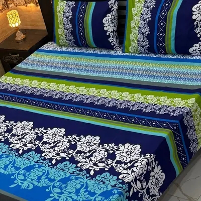 3 Pcs Cotton Sotton Printed Double Bedsheet