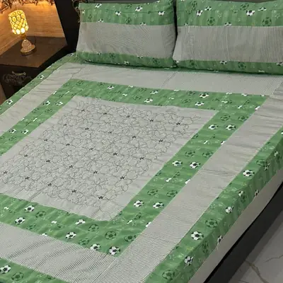 3 Pcs Cotton Patchwork Double Bedsheet