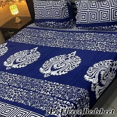 3 Pcs Fleece Printed Double Bedsheet