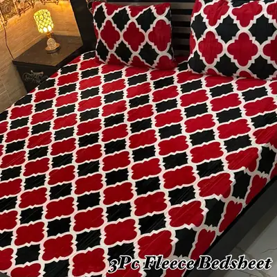 3 Pcs Fleece Printed Double Bedsheet