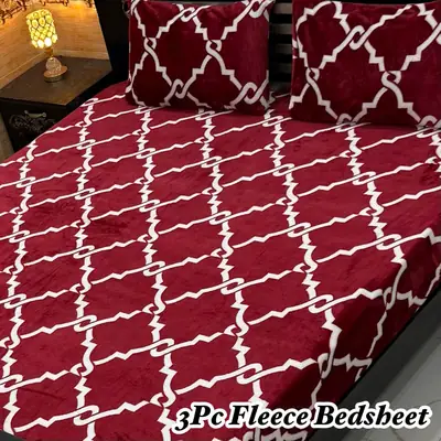 3 Pcs Fleece Printed Double Bedsheet