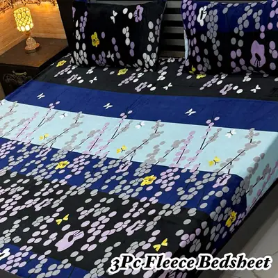 3 Pcs Fleece Printed Double Bedsheet