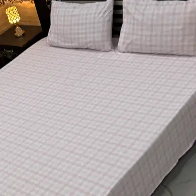 3 Pcs Cotton Printed Double Bedsheet