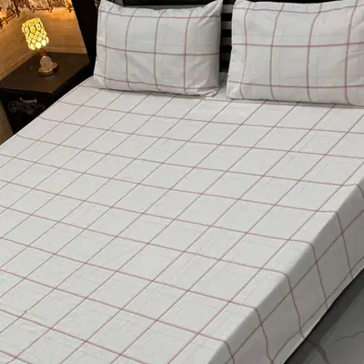3 Pcs Cotton Printed Double Bedsheet