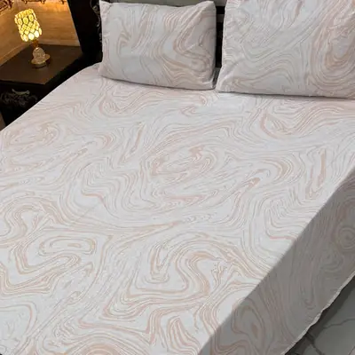 3 Pcs Cotton Printed Double Bedsheet