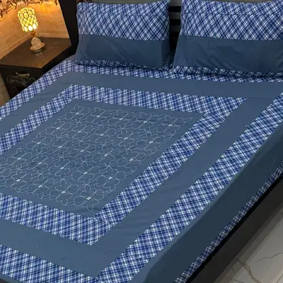 3 Pcs Cotton Patchwork Double Bedsheet