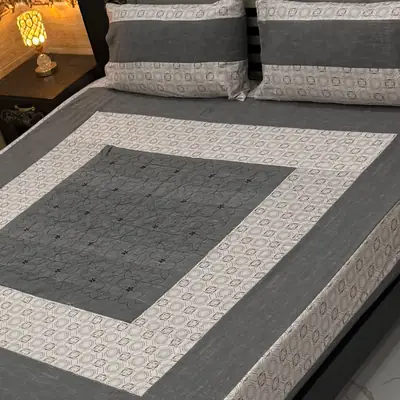 3 Pcs Cotton Patchwork Double Bedsheet