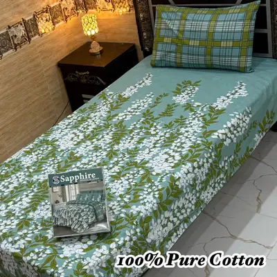 3 Pcs Cotton Printed Double Bedsheet