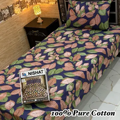 3 Pcs Cotton Printed Double Bedsheet
