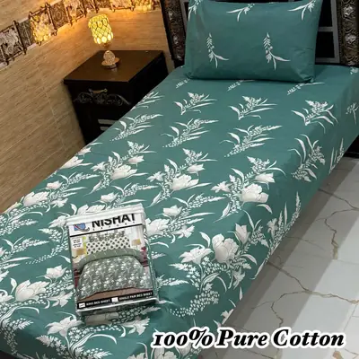 3 Pcs Cotton Printed Double Bedsheet