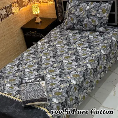 3 Pcs Cotton Printed Double Bedsheet