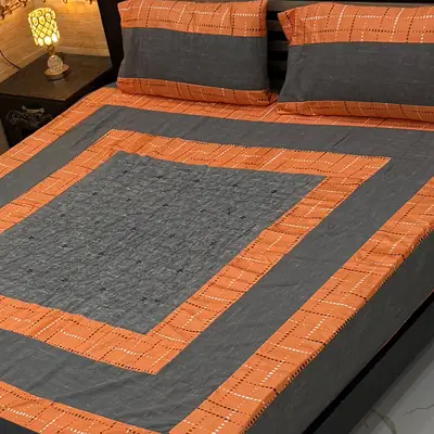 3 Pcs Cotton Patchwork Double Bedsheet