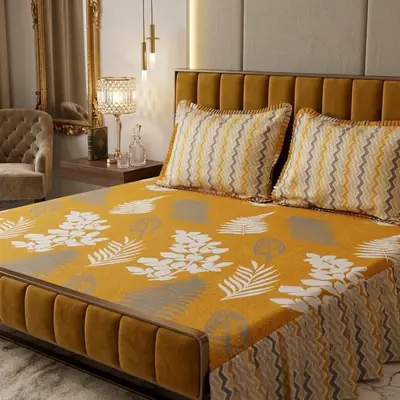 3 Pcs Cotton Salonica Frill Double Bedsheet