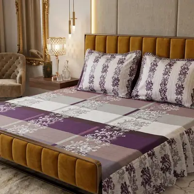 3 Pcs Cotton Salonica Frill Double Bedsheet