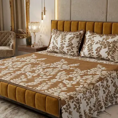 3 Pcs Cotton Salonica Frill Double Bedsheet