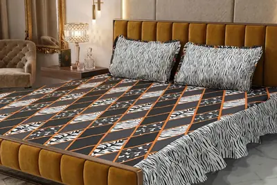 3 Pcs Cotton Salonica Frill Double Bedsheet
