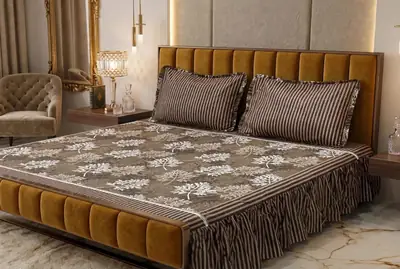 3 Pcs Cotton Salonica Frill Double Bedsheet