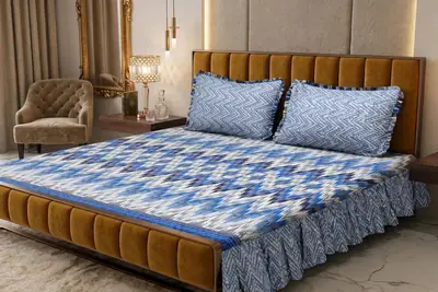 3 Pcs Cotton Salonica Frill Double Bedsheet