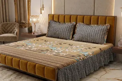 3 Pcs Cotton Salonica Frill Double Bedsheet