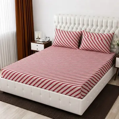 3 Pcs Cotton Printed Double Bedsheet