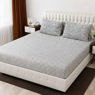 3 Pcs Cotton Printed Double Bedsheet