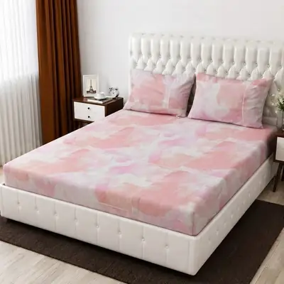 3 Pcs Cotton Printed Double Bedsheet