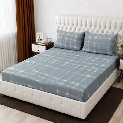 3 Pcs Cotton Printed Double Bedsheet