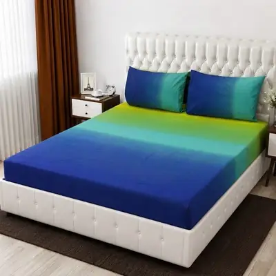 3 Pcs Cotton Printed Double Bedsheet