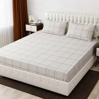 3 Pcs Cotton Printed Double Bedsheet