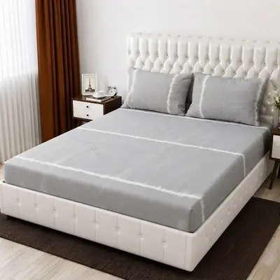 3 Pcs Cotton Printed Double Bedsheet
