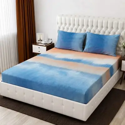 3 Pcs Cotton Printed Double Bedsheet