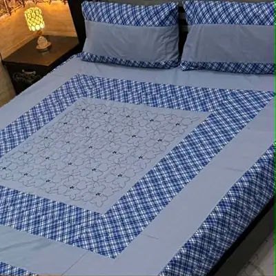 3 Pcs Cotton Sotton Patchwork Double Bedsheet