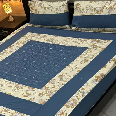 3 Pcs Cotton Sotton Patchwork Double Bedsheet