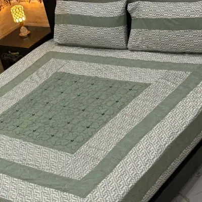3 Pcs Cotton Sotton Patchwork Double Bedsheet
